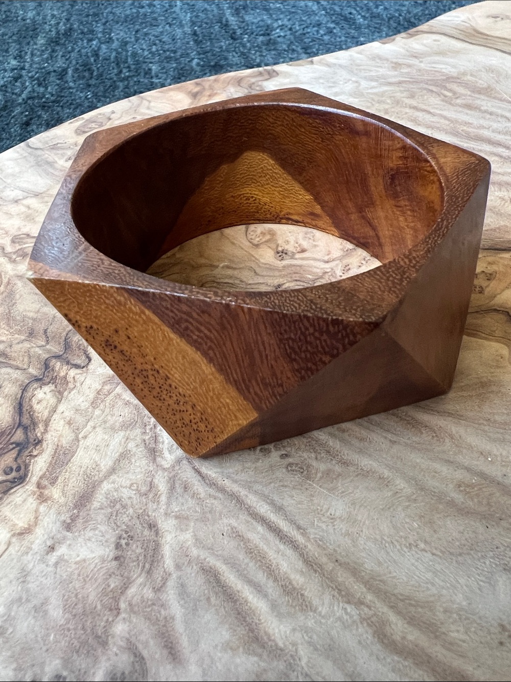 Solid Wood Geometric Mid Century Bangle Bracelet - walnut